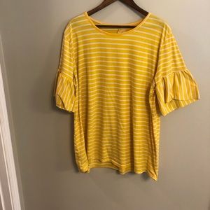 Yellow and white striped plus size top 3X